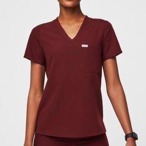 FIGS Women's Catarina One-Pocket Scrub Top in Burgundy Size XL New w Tags! NWT